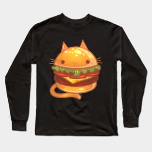 Cute Cat Burger Long Sleeve T-Shirt